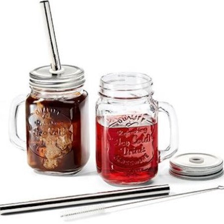 Mason Jar Drinking Glass Set